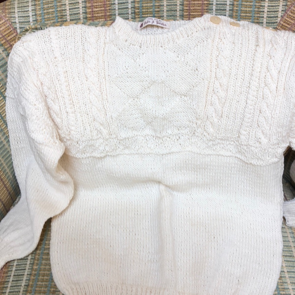 Hand Knit Cream Wool Sweater